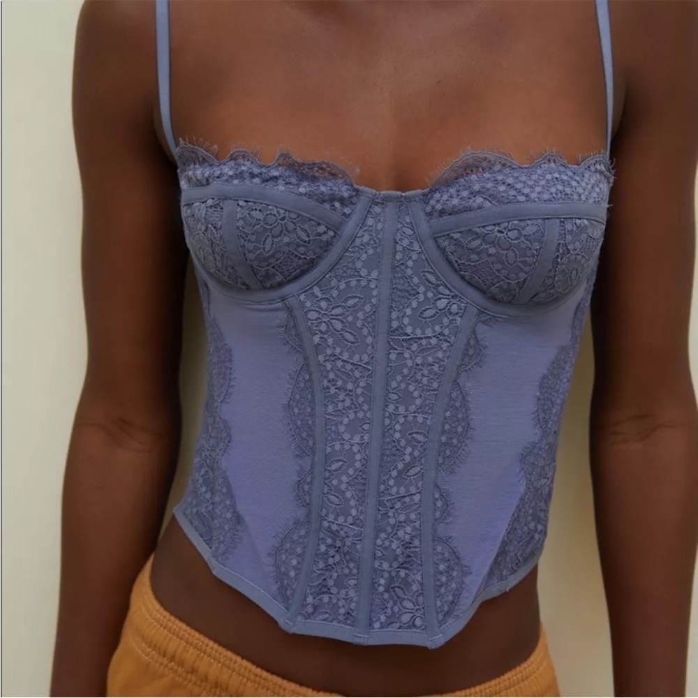 Urban outfitters coquette Corset fairy grunge lace blue lingerie ethereal small - Picture 13 of 13